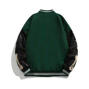 Alta calidad personalizada ODM OEM Unisex invierno 2025 Letterman chaqueta cuello alto lona cuero de talla grande Varsity al por mayor - Product Image 5