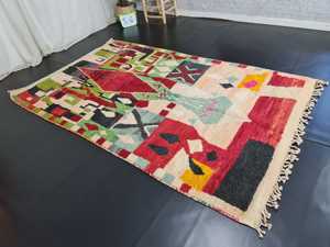 Alfombra Boujaad Artística de la Mejor Calidad, Alfombra Bereber Marroquí Auténtica Hecha a Mano, Alfombras Bohemias de Lana para Sala de Estar Grande - Product Image 3