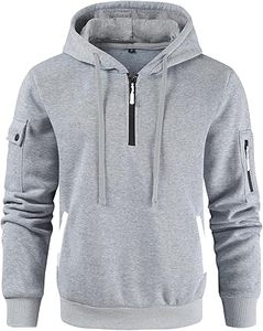 Leidowei Men's Hoodies Casual Pullover Hooded Sweatshirt Long Sleeve Quarter Zip Hoody Tops With Kangaroo Pocket - Product Image 1