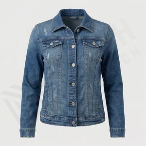 Vestes en jean de haute qualité, coupe slim, tendance automne, pour femmes, bleu, surdimensionnées, longues - Product Image 1