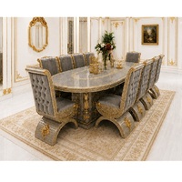Ensemble de table et chaises de salle à manger de style impérial européen traditionnel, luxe, en teck, pliable, 10 places