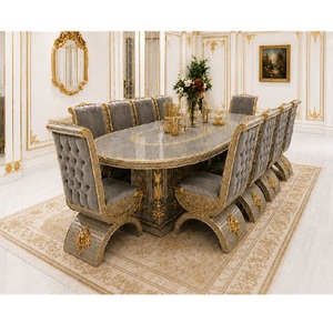 European Style Emperor <b>Dining</b> <b>Table</b> & Chairs Set Luxury Teak <b>Wood</b> Palace <b>Dining</b> Set Emperor Luxury 10-Seater <b>Dining</b> <b>Table</b> Set - Product Image 1