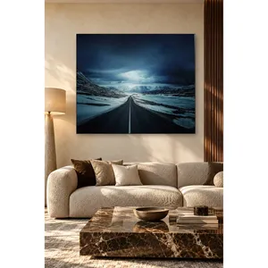 Impression sur toile de la route de Fida traversant les montagnes enneigées - Product Image 1
