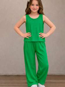 Pantalones Anchos Casuales Cómodos de Pana sin Mangas para Niñas - Product Image 2