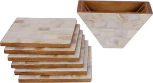 High Quality Mother Pearl Handcrafted Coaster Artistic Handmade Finish Bohemian Style <b>Square</b> Shape Eco-Friendly for Furniture - Product Image 5