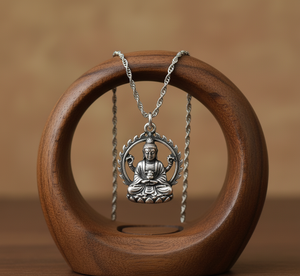 Collar de cadena de eslabones de rodio de plata 925, colgante espiritual de hinduismo de uso diario, regalo de moda de tendencia minimalista chapado en oro para hombres - Product Image 5