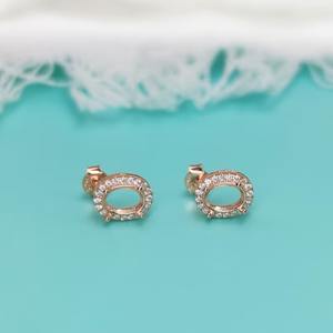 Sólido 925 plata esterlina Halo Oval Pendiente Ajuste Joyería ligera Recuerdo Memorial Joyería al por mayor Componente en blanco - Product Image 2