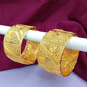 Ensemble de bracelets de Style filigrane indien charnière gravée traditionnelle ouvrable grand Bracelet de mariée large bracelets ensemble de bijoux pour les femmes - Product Image 3