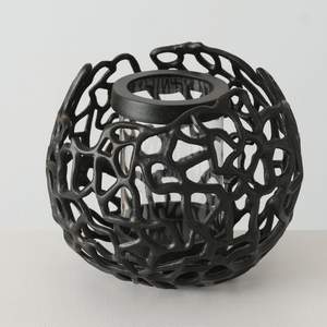 Bougie en métal fini noir-Ouragan et bougeoir en métal d'aluminium coulé - Product Image 4