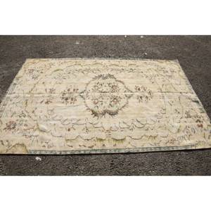 Alfombra turca vintage clásica Beige verde 5,2X8,2 pies área grande Patchwork lana con respaldo de látex para pasillo o dormitorio - Product Image 4