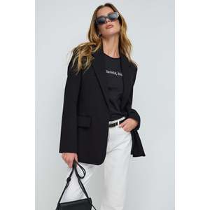 Chaqueta Blazer Informal de Cuello Redondo y Corte Holgado, 100% Poliéster, para Uso Diario - Product Image 2