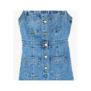 Mono Largo de Mezclilla Vintage para Mujer, Algodón con Spandex, Bolsillo Delantero, Tirantes, Cierre de Botones, Técnica Lavada - Product Image 2