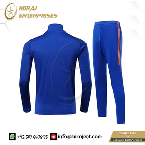 Uniforme de entrenamiento de tela de invierno, chándal personalizado de fútbol para hombre, 2 uds., chaqueta de media cremallera, pantalones, conjunto de camisetas de fútbol para niños - Product Image 6