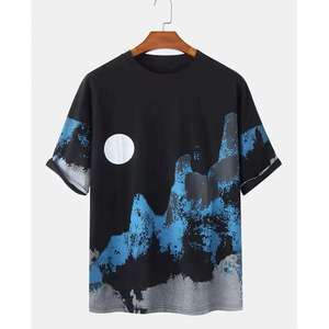 Camiseta de Moda Masculina con Estampado de Fabricante OEM, Camiseta de Algodón de Alta Calidad, Camiseta Lisa de Cuello Redondo para Hombre - Product Image 1