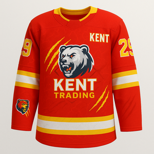 Camiseta de hockey sobre hielo de poliéster 100% personalizada, ropa de equipo sublimada transpirable duradera para clubes delanteros, torneos de ligas escolares, OEM - Product Image 1