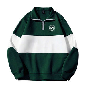 Sudaderas con capucha para hombre, sudadera básica personalizada de 100% algodón con cremallera de un cuarto de color sólido, patrón de letras bordadas, ajuste Regular para todas las estaciones - Product Image 4