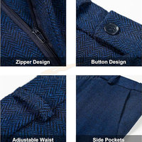Ensemble veste et pantalon 3 pièces slim pour homme, couleur unie, bureau à mariage, nouveau style, bleu marine