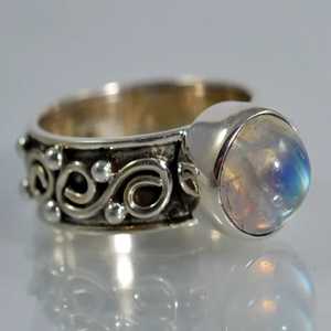 Rainbow Moonstone 925 Sterling Silver Dainty Handmade Ring Boho June Birthstone Jewelry Perfect Gift for Her Birthday - Product Image 3