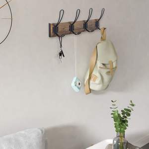 Toallero de madera de pino macizo, perchero rústico, perchero montado en la pared con 4 ganchos de granja, toalleros rústicos para Baño - Product Image 6