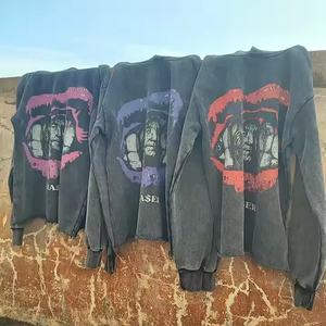 High Quality Oversized Heavy Weight Cropped Drop Shoulder Box <b>Hoodie</b> Print Cut Edge Custom Raw Hem <b>Hoodie</b> for Men - Product Image 2