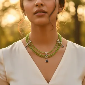 Collier de perles de péridot de style bohème vintage pour femmes, bijoux en pierres précieuses, cadeau avec des pierres de jade, de quartz, d'agate, d'onyx, de perles et de turquoise - Product Image 3
