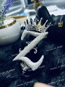 Pendentif Lettre Z Couronne en Moissanite Givrée, Collier Statement Hip Hop Bling, Bijou Initial Personnalisé en Argent 925 Plaqué Rhodium, pour Soirée - Product Image 3