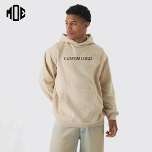 Jersey de invierno Unisex 480GSM 100% algodón Terry logotipo personalizado forrado de gran tamaño pesado grueso sólido liso teñido con capucha bordado - Product Image 1
