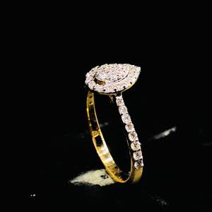 14K or jaune 0.39 TCW taille brillant diamant bague de fiançailles Halo pavé bande exquis luxe romantique bijoux spécial - Product Image 5