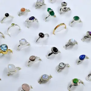 Antique Victorian 925 Sterling Silver Rings Lot Wholesale Mixed Gemstone Rings Bulk Rings Mix Size Adjustable Rings For Women