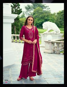 ชุดเดรสผ้าไหม Vichitra Kurti และ Dupatta ชุดออกแบบโดยดีไซน์เนอร์2024ใหม่ล่าสุด - Product Image 5