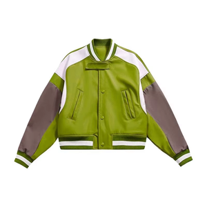 Veste en cuir d'hiver pour homme sur mesure en gros | Nouvelle mode avec col montant et motif patchwork bicolore Vestes pour hommes - Product Image 5