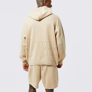 Best Selling Custom Logo Men's Hoodie Shorts <b>Sets</b> Plus Size Two Piece Casual Solid Printed Hoodie Shorts for Adults for Summer - Product Image 5