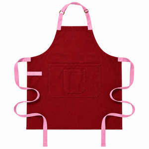 Tablier jaune écologique classique avec ceinture ajustable et poche avant pour la cuisine et l'usage quotidien, en coton tissé - Product Image 3