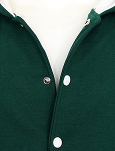 Veste universitaire pour homme, corps noir, manches blanches, veste de baseball brodée personnalisée, poignets en tricot côtelé rayé, tendance - Product Image 4