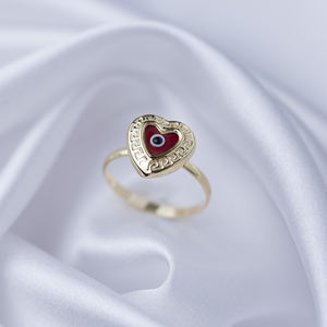 รูปหัวใจสีแดงเคลือบตาตุรกีออกแบบแหวนขายส่งเครื่องประดับเงินแท้ 925 ทําด้วยมือตุรกี - Product Image 4