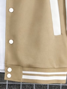 Men's Varsity Windbreaker Jacket Solid Color Canvas Casual Winter Turn-down Collar Regular Sleeve <b>Covered</b> <b>Button</b> Closure Front - Product Image 6