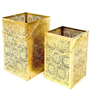 Bougeoirs votifs en métal marocain carré personnalisé décorations uniques pour la maison conception de coupe lanterne imprimée bougie de verre de noël - Product Image 1