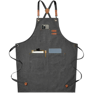 Custom Printed Cotton Canvas <b>Black</b> <b>Apron</b> Embroidered Logo Water-Resistant Summer Sleeveless Outing BBQ Reusable - Product Image 4