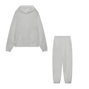 Sudadera con capucha gruesa de felpa holgada para mujer, sudadera deportiva informal a la moda con capucha sólida, traje para correr, logotipo personalizado, tejido largo liso - Product Image 2