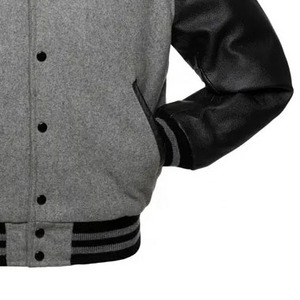 Best Quality Custom Made Winter Fleece Wool Varsity Jacket Stand Collar Front Logo Reversible Windproof for Men Youth Adults - Product Image 4