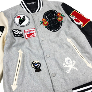 New Arrival Vintage Custom Chenille Embroidery <b>Patches</b> Multi Badge Contrast Sleeve Varsity <b>Jacket</b> for Men Women - Product Image 6