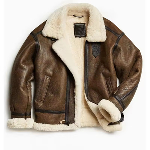 Veste en cuir pour homme, édition limitée, design personnalisé 2026, veste d'aviateur en fourrure d'hiver, veste bomber en peau de mouton pour homme - Product Image 2