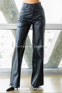 Pantalones de cuero de edición limitada para mujer, pantalones de cuero genuino OEM, ropa de calle, ropa Formal de oficina informal, calidad de exportación elegante - Product Image 2