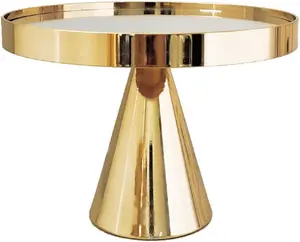 Support à gâteau métallique doré lumineux avec miroir, support de piédestal, Design éblouissant, décoration de Table de mariage, présentoir à gâteau