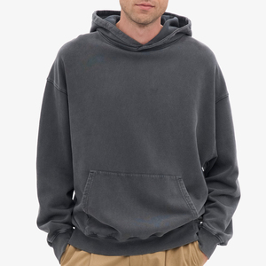 Sweat-shirts surdimensionnés pour hommes, streetwear, impression personnalisée en relief, logo, pull, taille américaine, 100% coton, sweat-shirt uni pour hommes, taille plus - Product Image 1