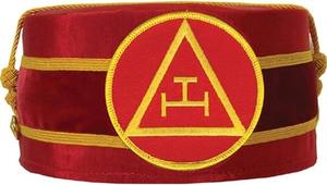 Casquette maçonnique Royal Arch Triple Tau rouge brodée à la machine - Tissu rouge - Casquette maçonnique rouge avec tresse dorée - Excellente qualité - Product Image 6