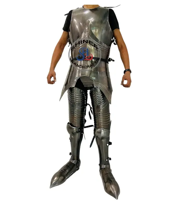 Medieval Knight Armor Antique Wearable Half Body Armor Suit 18 Gauge Steel Armor With Full Leg Guard Costume
