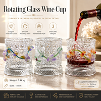 Copa de Vino Giratoria de Lujo con Diseño Floral de Cristal, Vaso Texturizado para Vino, Whisky, Cócteles y Regalos
