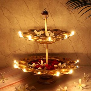 Venta caliente cuenco martillado Urli candelabro con Diya flotante uso hogar interior decoración festiva Mesa - Product Image 4
