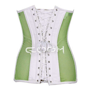 Corset Bustier Amincissant en Similicuir Noir avec Résille Rose et Baleines en Acier - Product Image 6